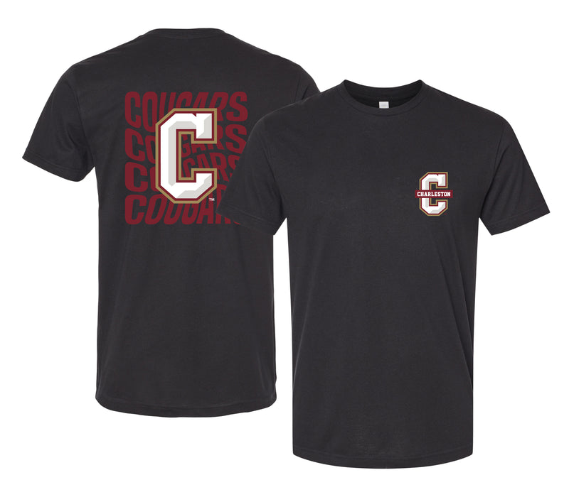 College of Charleston Officially Licensed Unisex T-Shirt – Left Chest and Large Back Ripple Design