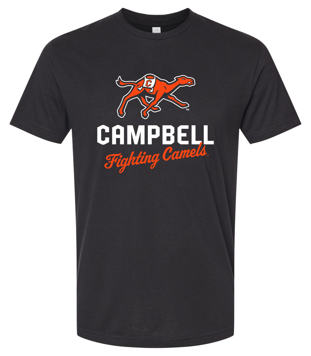 Campbell University Fighting Camels Officially Licensed Unisex Cotton T-Shirt – Large Front Script Design (Small)