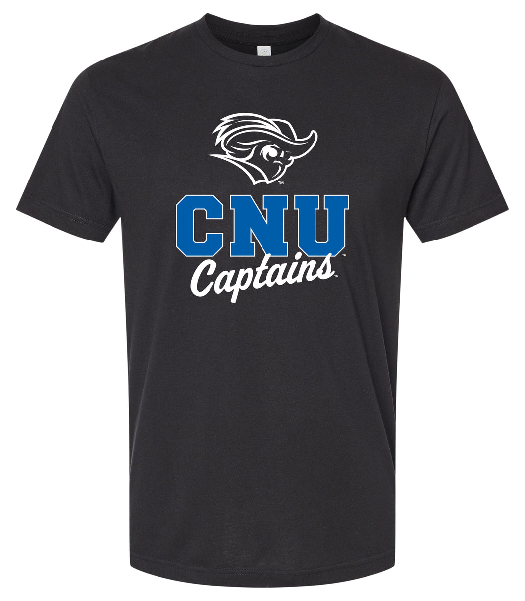 Christopher Newport Captains Officially Licensed Unisex Cotton T-Shirt – Large Front Script Design (Small)