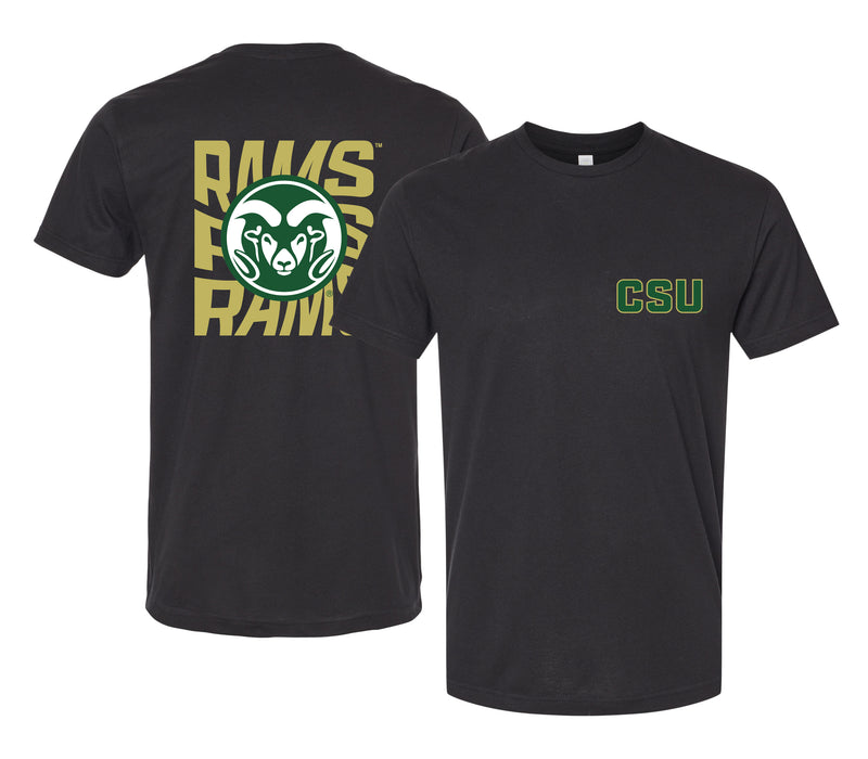 Colorado State Rams Officially Licensed Unisex T-Shirt – Left Chest and Large Back Ripple Design