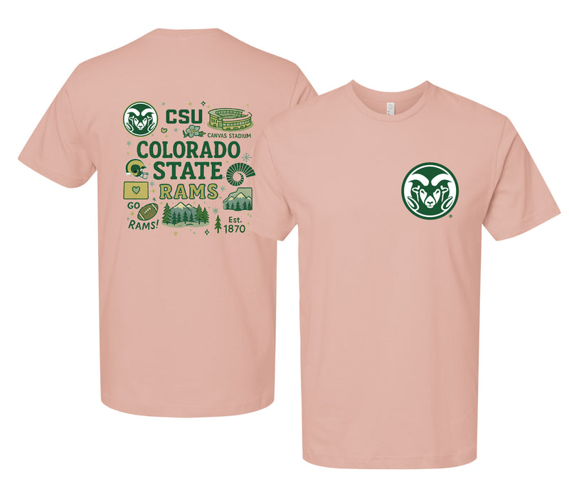 Colorado State Rams Officially Licensed Unisex T-Shirt – Left Chest and Large Back Medley Design