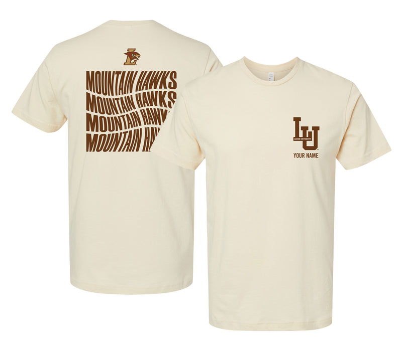 Lehigh University Mountain Hawks Offic. Licensed Custom Unisex T-Shirt – Left Chest and Large Back Ripple Design S