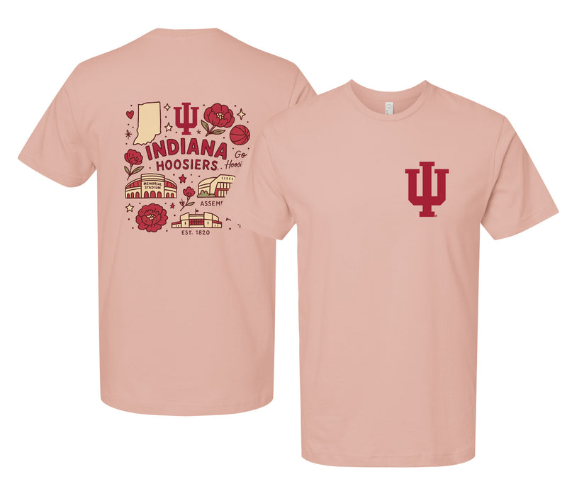 Indiana Hoosiers Officially Licensed Unisex T-Shirt – Left Chest and Large Back Medley Design