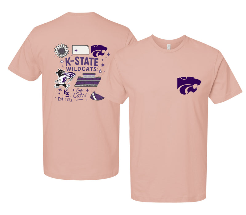 Kansas State Wildcats Officially Licensed Unisex T-Shirt – Left Chest and Large Back Medley Design