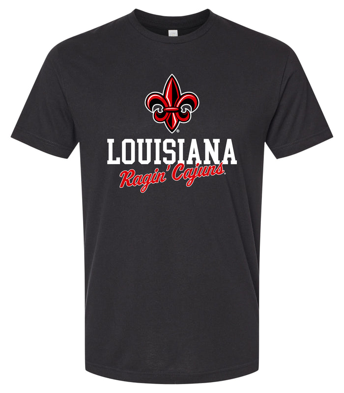 Louisiana at Lafayette Ragin' Cajuns Officially Licensed Unisex Cotton T-Shirt – Large Front Script Design