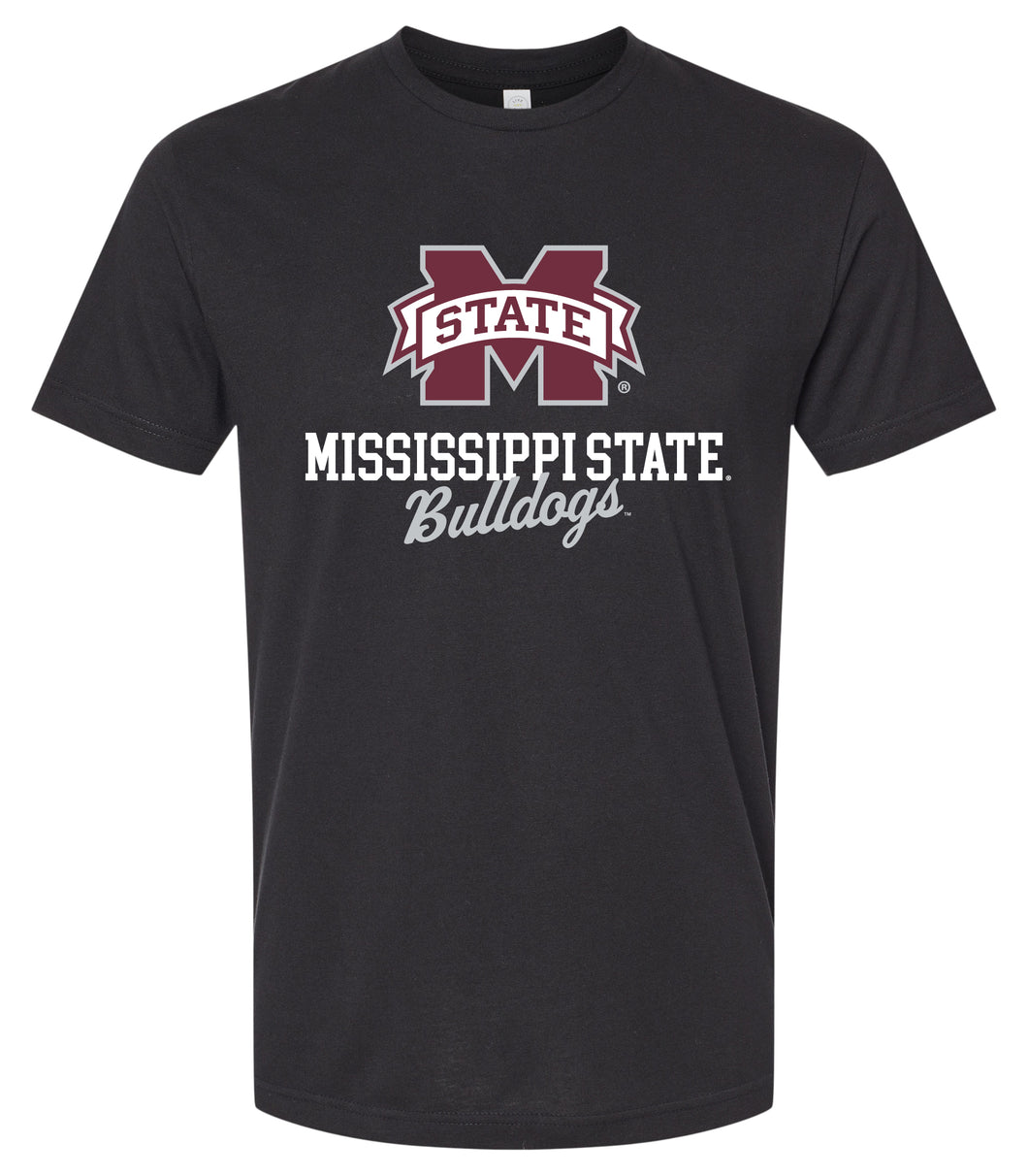 Mississippi State Bulldogs Officially Licensed Unisex Cotton T-Shirt – Large Front Script Design (Small)