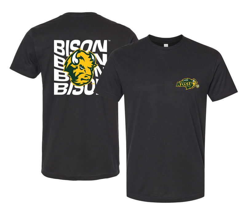 North Dakota State Bison Officially Licensed Unisex T-Shirt – Left Chest and Large Back Ripple Design