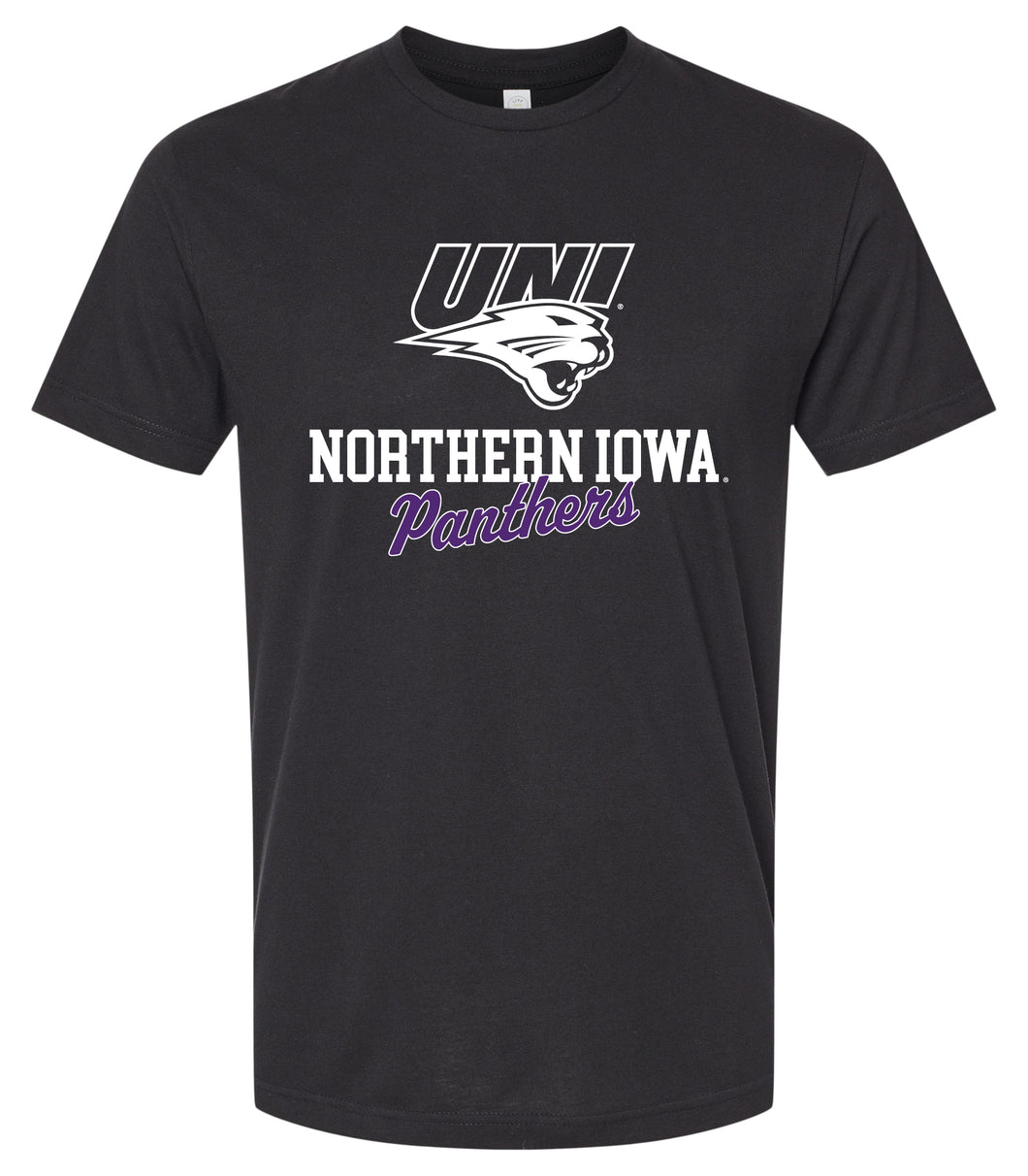 Northern Iowa Panthers Officially Licensed Unisex Cotton T-Shirt – Large Front Script Design (Small)