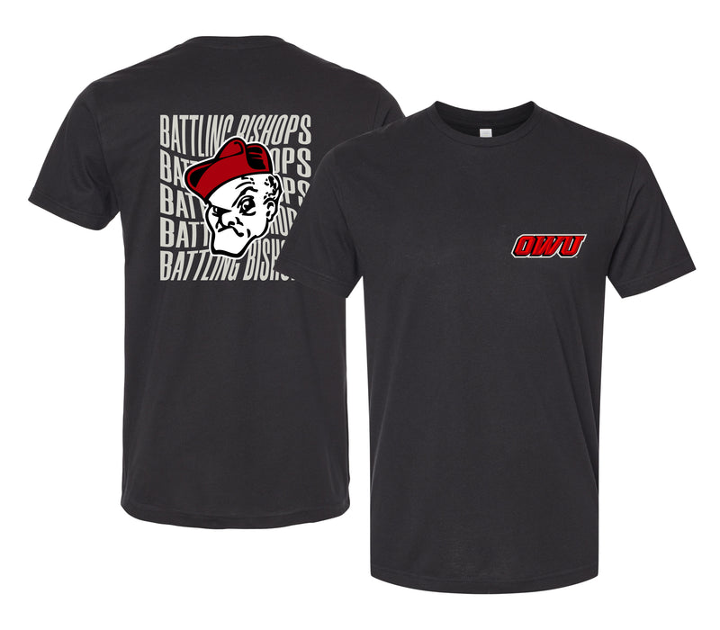 Ohio Wesleyan University Officially Licensed Unisex T-Shirt – Left Chest and Large Back Ripple Design
