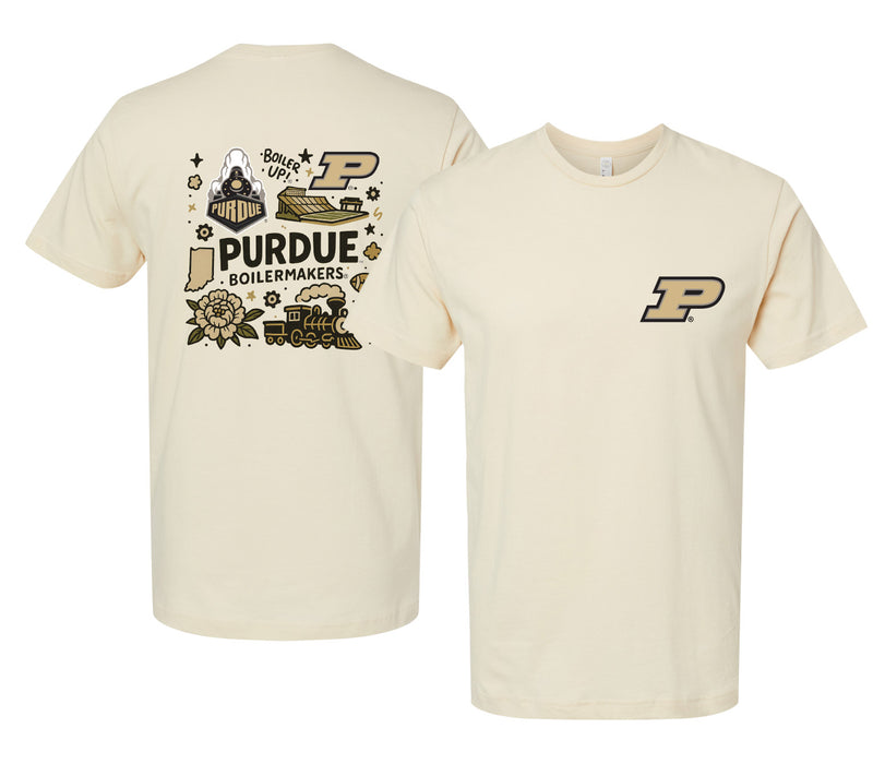 Purdue Boilermakers Officially Licensed Unisex T-Shirt – Left Chest and Large Back Medley Design