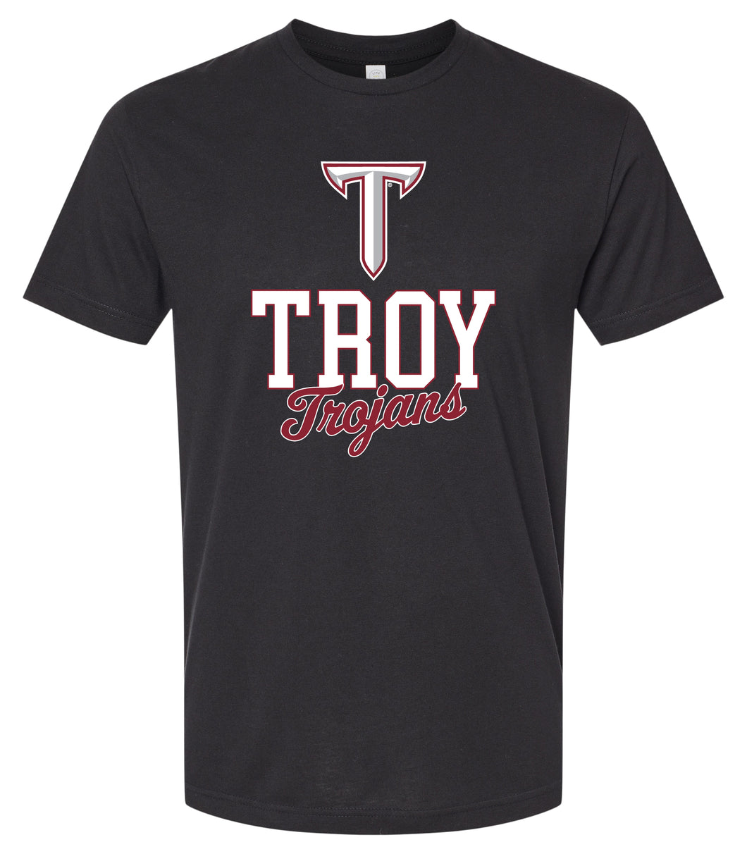 Troy University Officially Licensed Unisex Cotton T-Shirt – Large Front Script Design (Small)