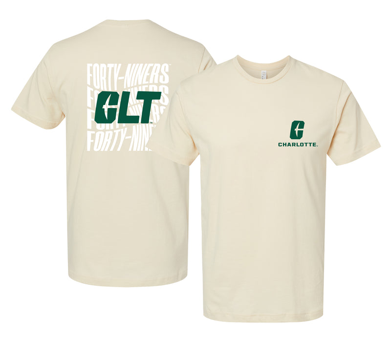 North Carolina Charlotte Forty-Niners Officially Licensed Unisex T-Shirt – Left Chest and Large Back Ripple Design