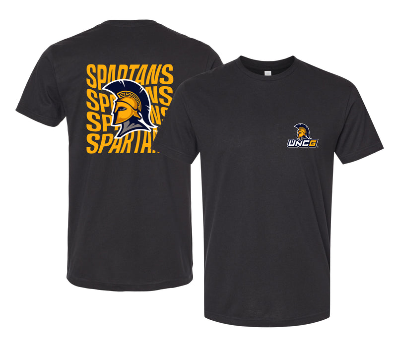North Carolina Greensboro Spartans Officially Licensed Unisex T-Shirt – Left Chest and Large Back Ripple Design