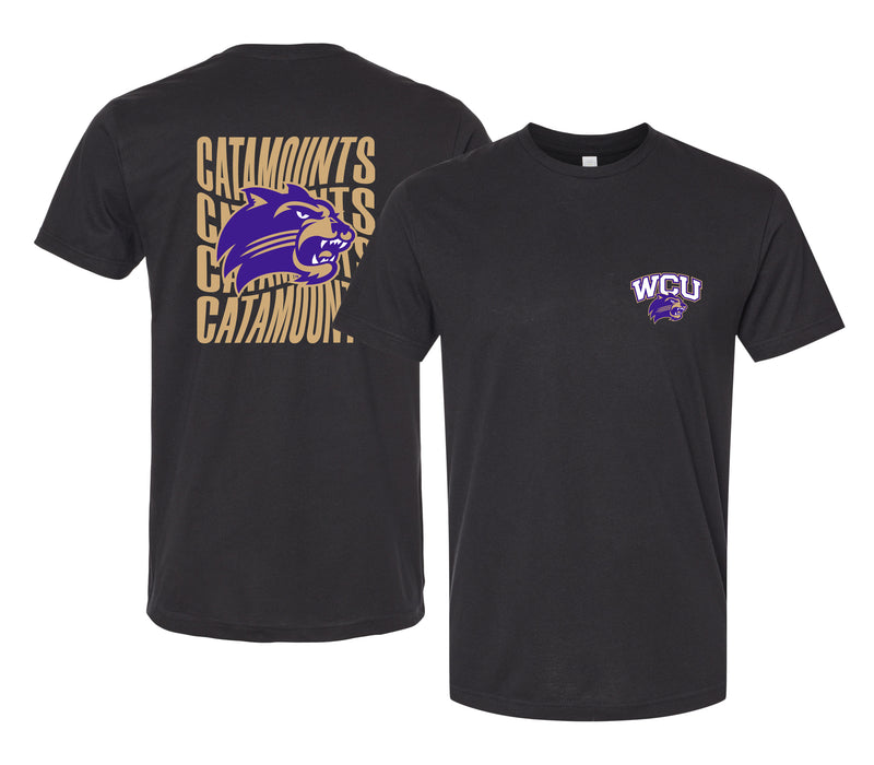 Western Carolina University Officially Licensed Unisex T-Shirt – Left Chest and Large Back Ripple Design