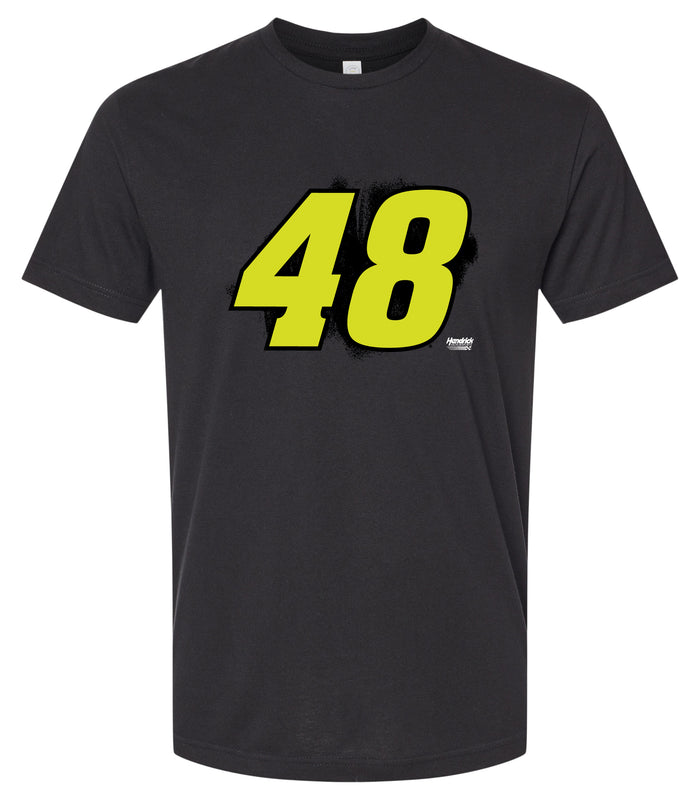 Hendrick Motorsports #48 Neon Nascar Offic. LIC. Cotton Crew Neck T-Shirt - Large Front Paint Design