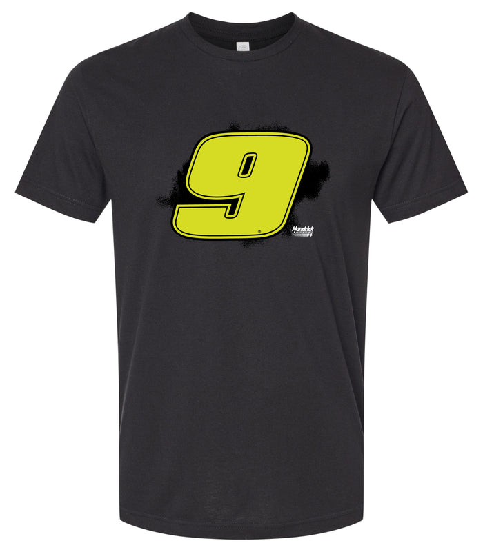 Hendrick Motorsports #9 Neon Nascar Offic. LIC. Cotton Crew Neck T-Shirt - Large Front Paint Design