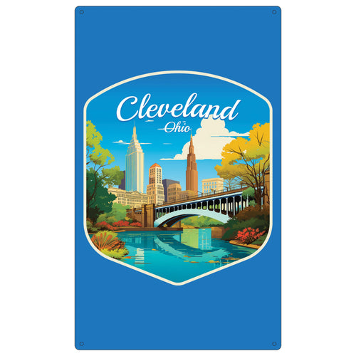 Cleveland Ohio Design B Souvenir Metal Sign 9 x 15 