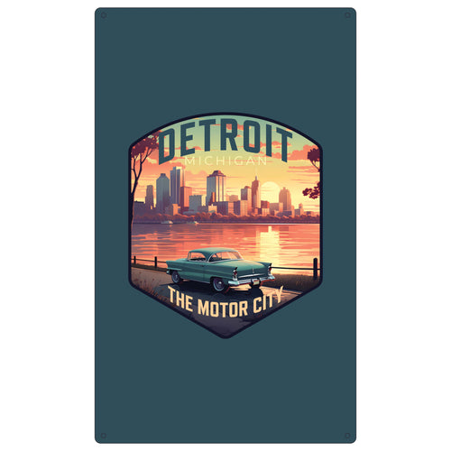 Detroit Michigan Design A Souvenir Metal Sign 9 x 15 