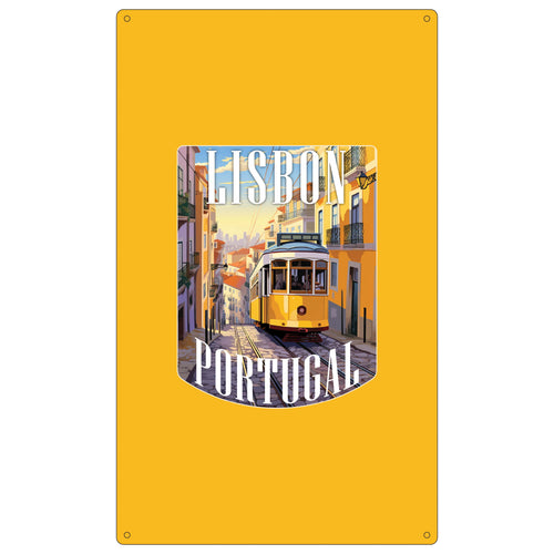 Lisbon Portugal Design A Souvenir Metal Sign 9 x 15
