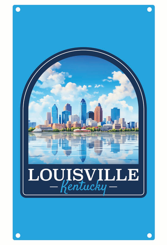 Louisville Kentucky Daytime Cityscape Design Souvenir Metal Sign 9 x 15 