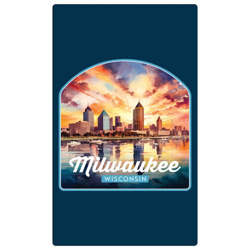 Milwaukee Wisconsin Design A Souvenir Metal Sign 9 x 15 