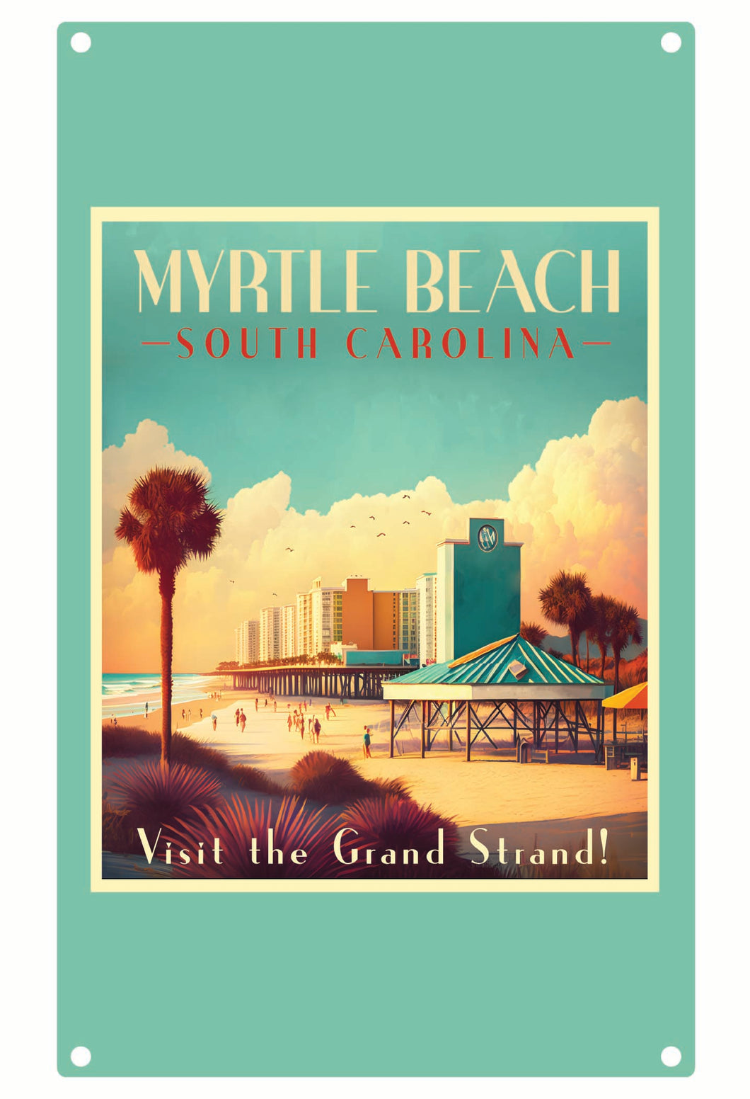Myrtle Beach South Carolina Design A Souvenir Metal Sign 9 x 15 