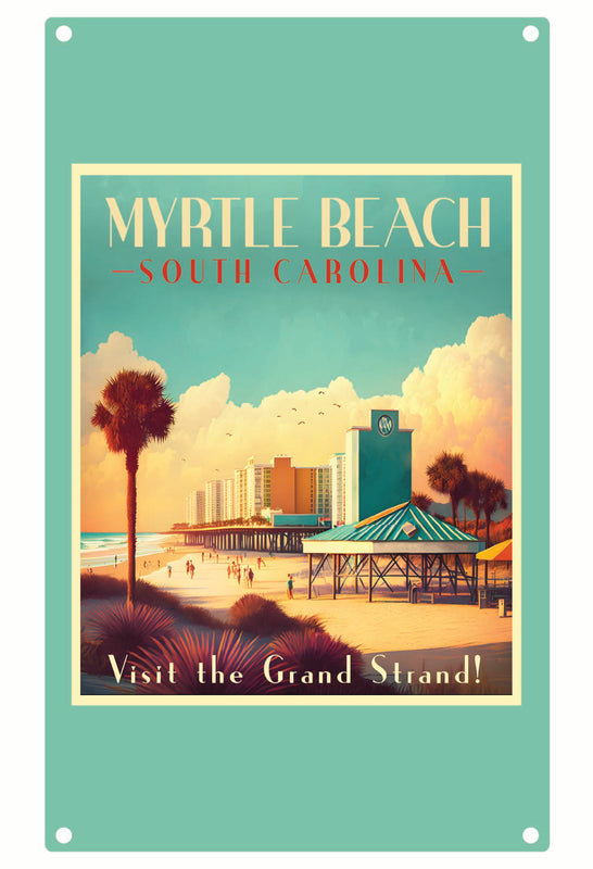 Myrtle Beach South Carolina Design A Souvenir Metal Sign 9 x 15 
