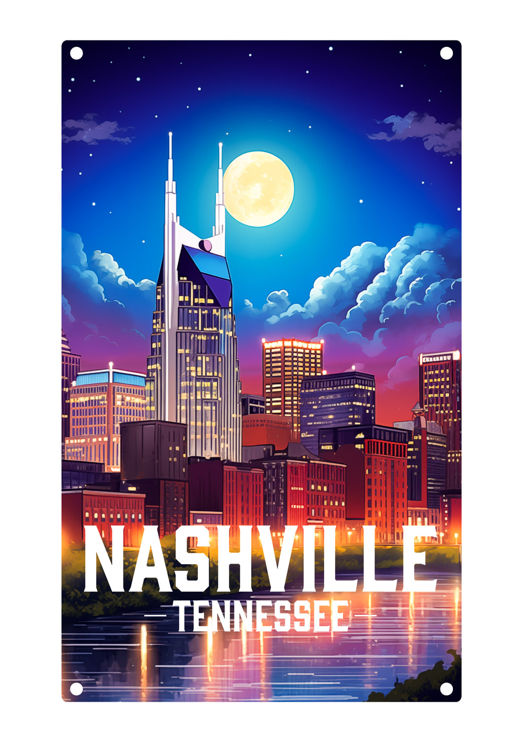 Nashville Tennessee Design D Souvenir Metal Sign 9 x 15 