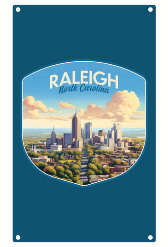 Raleigh North Carolina Daytime Cityscape Design Souvenir Metal Sign 9 x 15 
