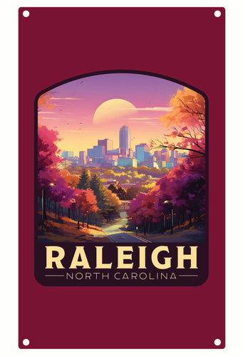 Raleigh North Carolina City of Oaks Design Souvenir Metal Sign 9 x 15 