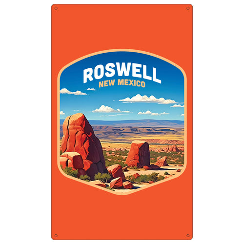 Rowell New Mexico Design B Souvenir Metal Sign 9 x 15 