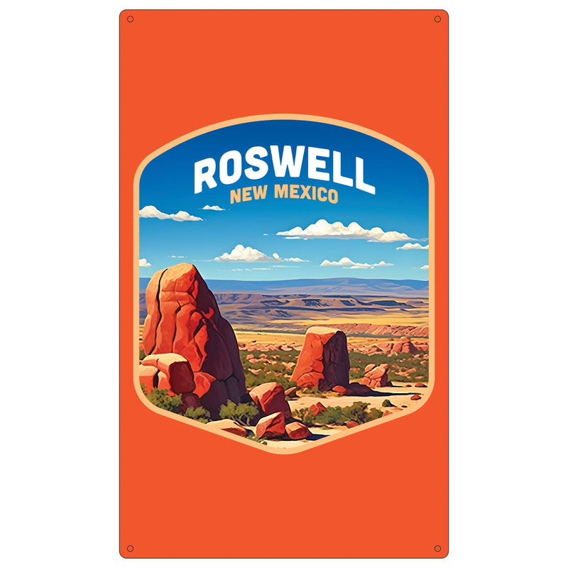 Rowell New Mexico Design B Souvenir Metal Sign 9 x 15 