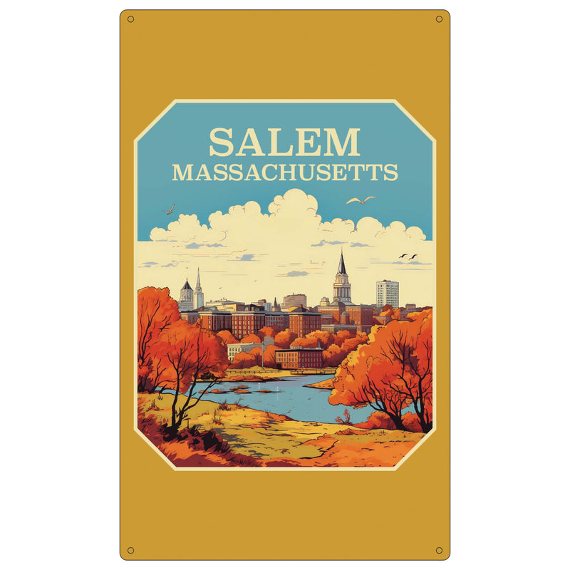 Salem Massachussettes Design A Souvenir Metal Sign 9 x 15 