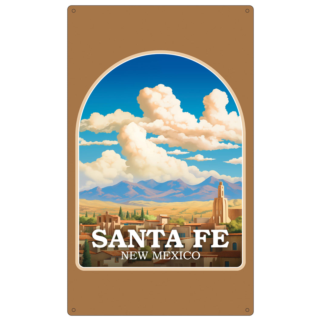 Santa Fe New Mexico Design A Souvenir Metal Sign 9 x 15 