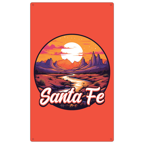 Santa Fe New Mexico Design B Souvenir Metal Sign 9 x 15 