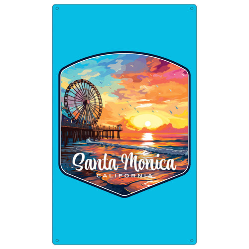 Santa Monica California Design A Souvenir Metal Sign 9 x 15 