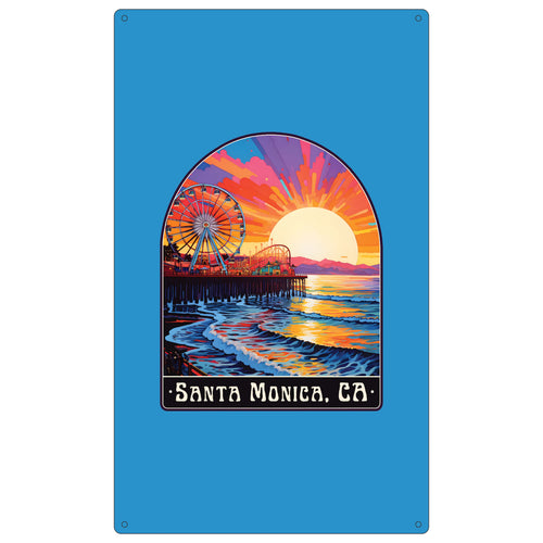Santa Monica California Design B Souvenir Metal Sign 9 x 15 
