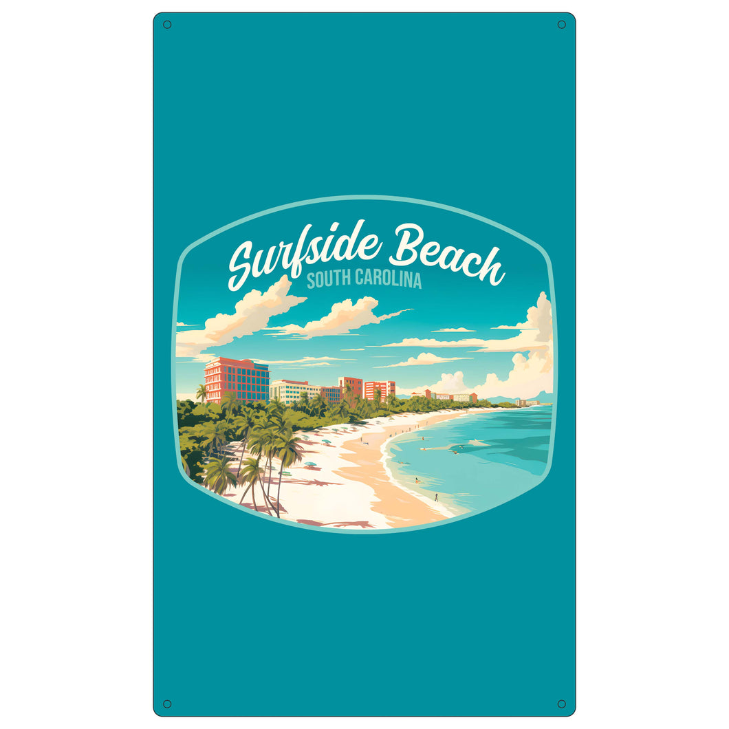 Surfside Beach South Carolina Design B Souvenir Metal Sign 9 x 15 