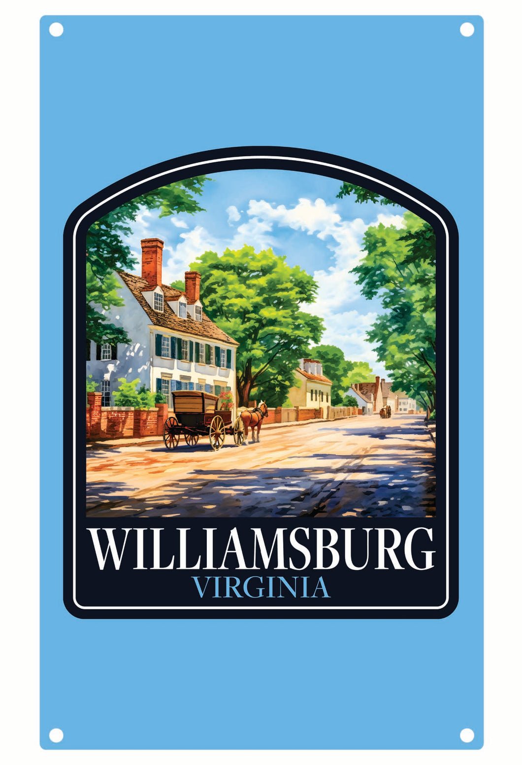 Williamsburg Virginia Colonial Street Design Souvenir Metal Sign 9 x 15 