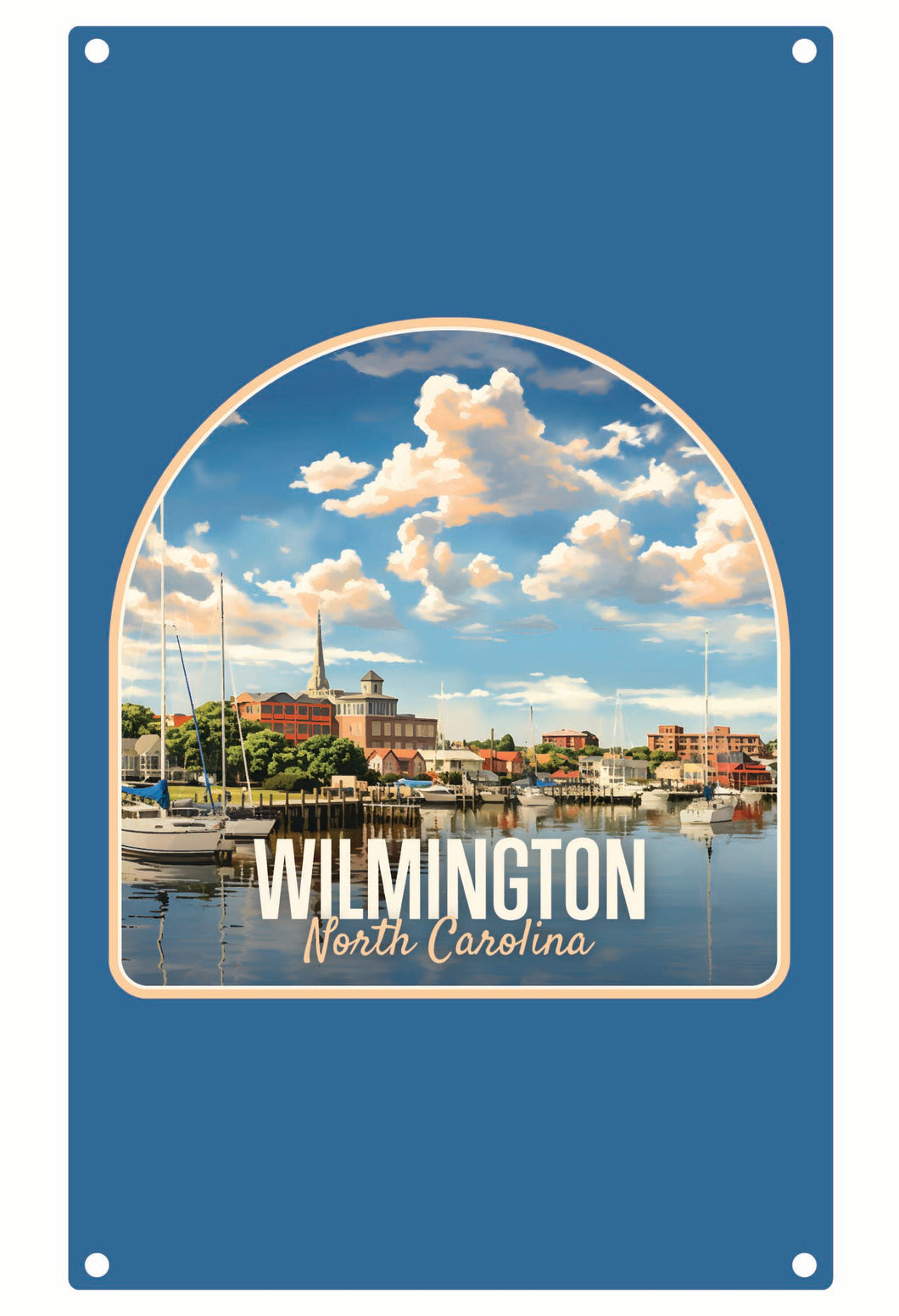 Wilmington North Carolina Riverwalk Design Souvenir Metal Sign 9 x 15 