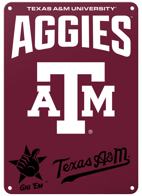 Texas A&M Aggies 7"x10" College Wall Decor Metal Sign – Officially Licensed Product 