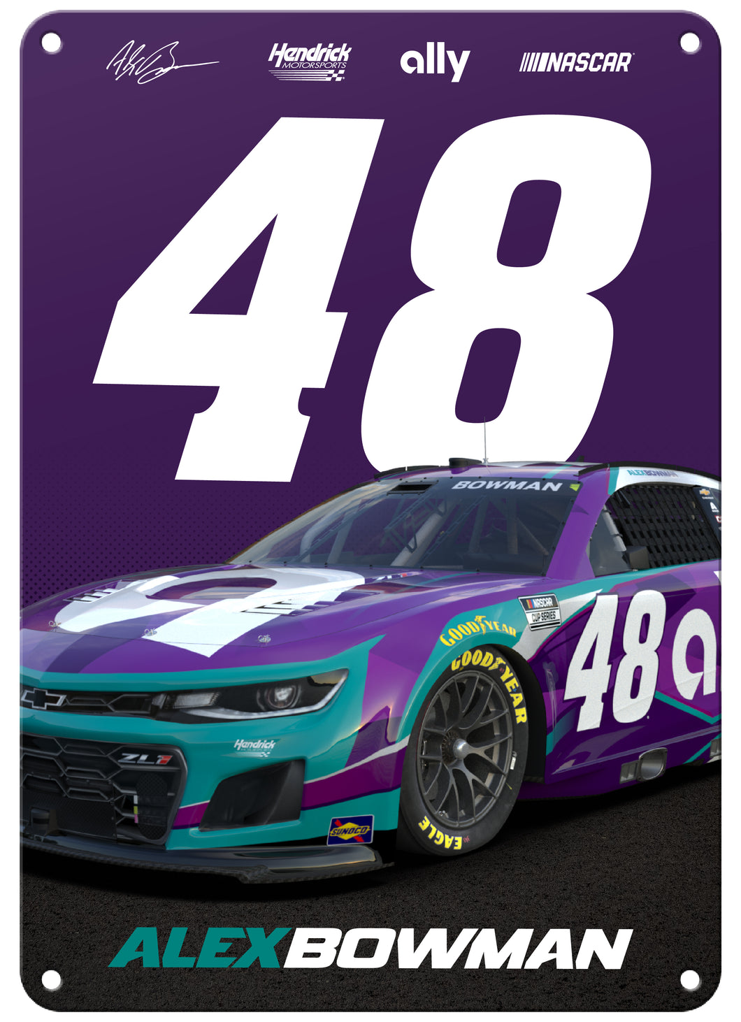 Alex Bowman #48 Nascar Offic. Licensed 7x10-Inch Wall Decor Metal