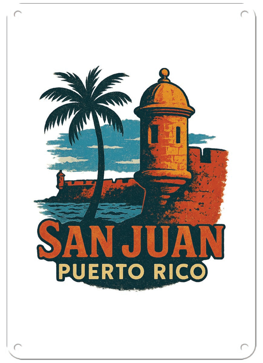 San Juan Puerto Rico Vintage Design Souvenir 7x10-Inch Wall Decor Metal ...