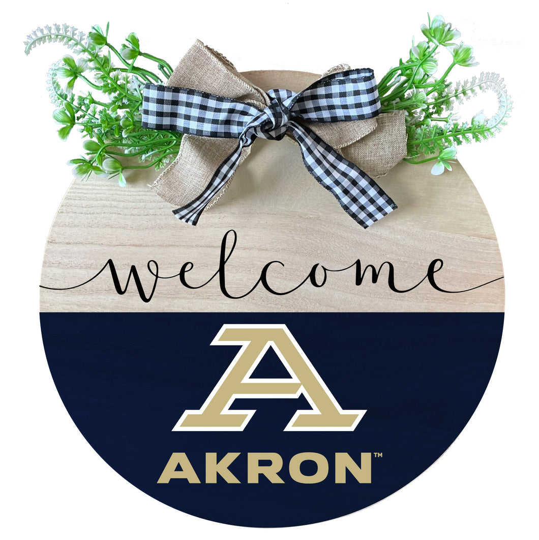 Akron Zips Wooden Wreath Welcome Sign Officially Licensed Collegiate Product Single