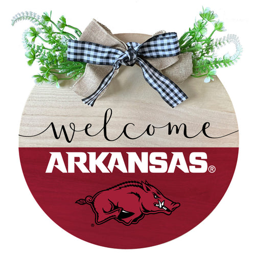 Arkansas Razorbacks Wooden Wreath Welcome Sign Officially Licensed Collegiate Product Single