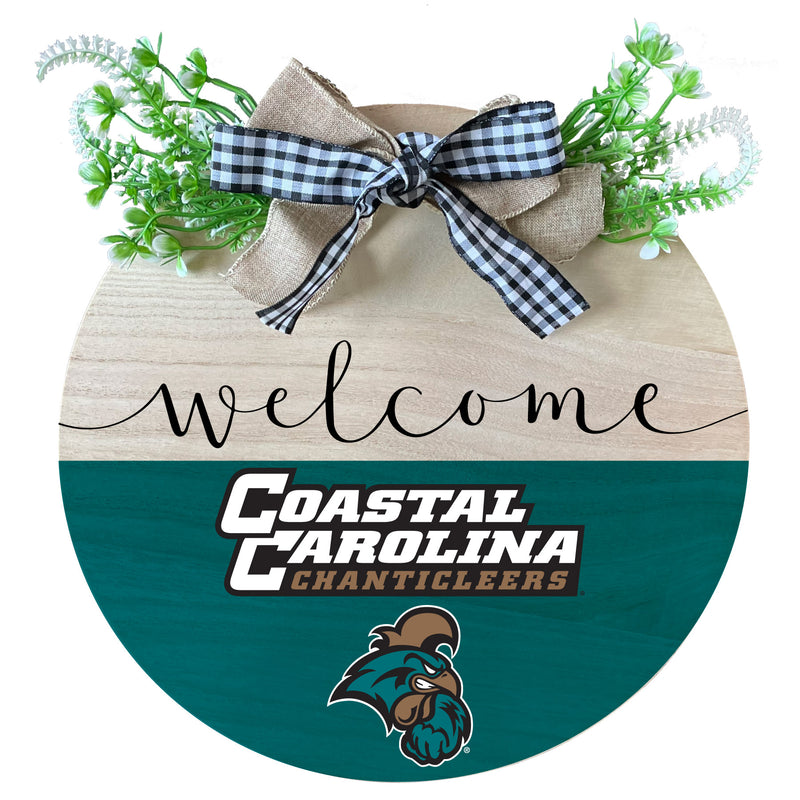Coastal Carolina University Wooden Wreath Welcome Sign Officially Licensed Collegiate Product Single
