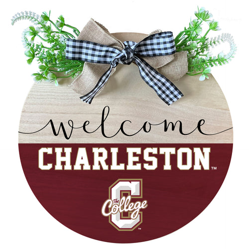 College of Charleston Wooden Wreath Welcome Sign Officially Licensed Collegiate Product Single