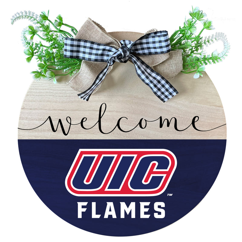 University of Illinois at Chicago Wooden Wreath Welcome Sign Officially Licensed Collegiate Product Single