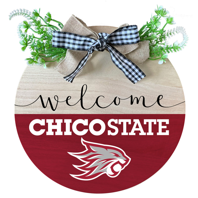 California State University, Chico Wooden Wreath Welcome Sign Officially Licensed Collegiate Product Single