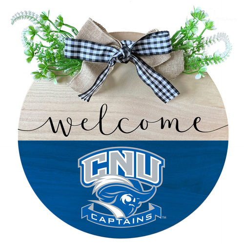 Christopher Newport Captains Wooden Wreath Welcome Sign Officially Licensed Collegiate Product Single